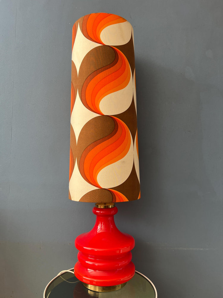 Orange Glass West Germany Floor Lamp with Space Age Fabric Shade