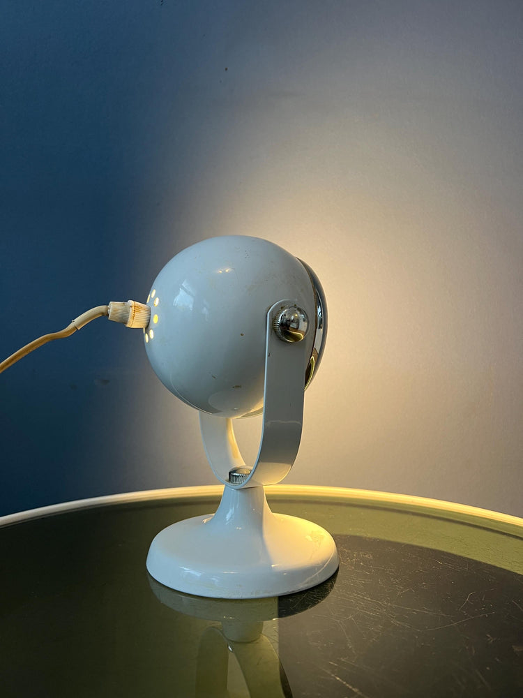 Mid Century Small White Space Age Eyeball Table Lamp
