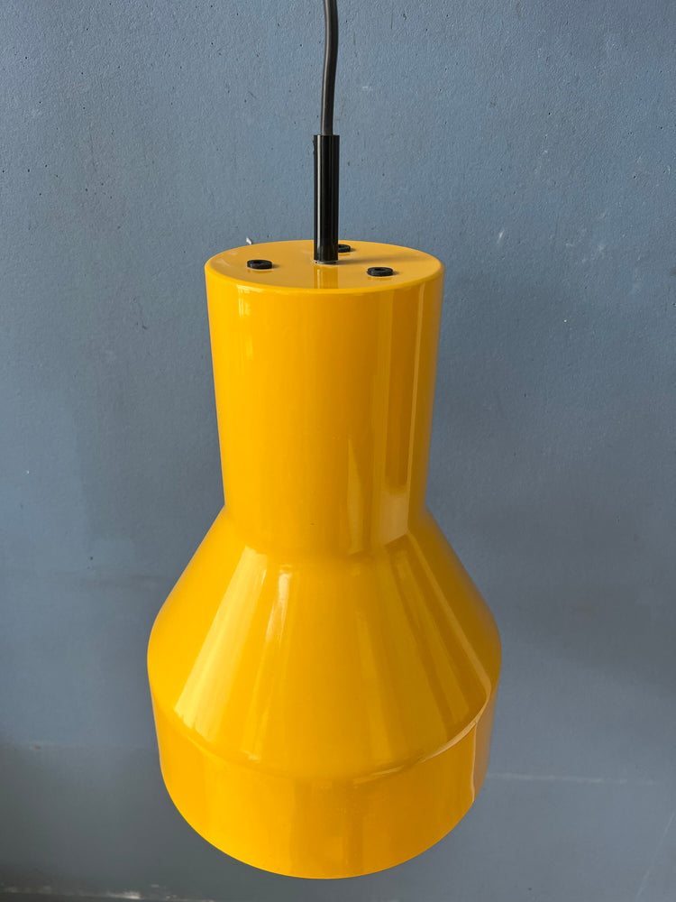 Yellow Metal Industrial Shaped Space Age Pendant Light
