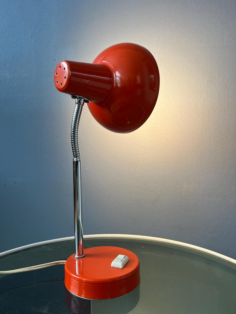 Small Mid Century Red Adjustable Desk Lamp