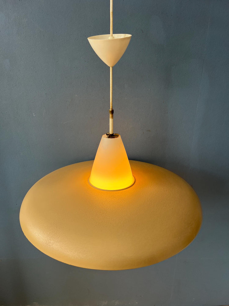 Vintage Opaline Glass Louis Kalff Philips UFO Pendant Lamp