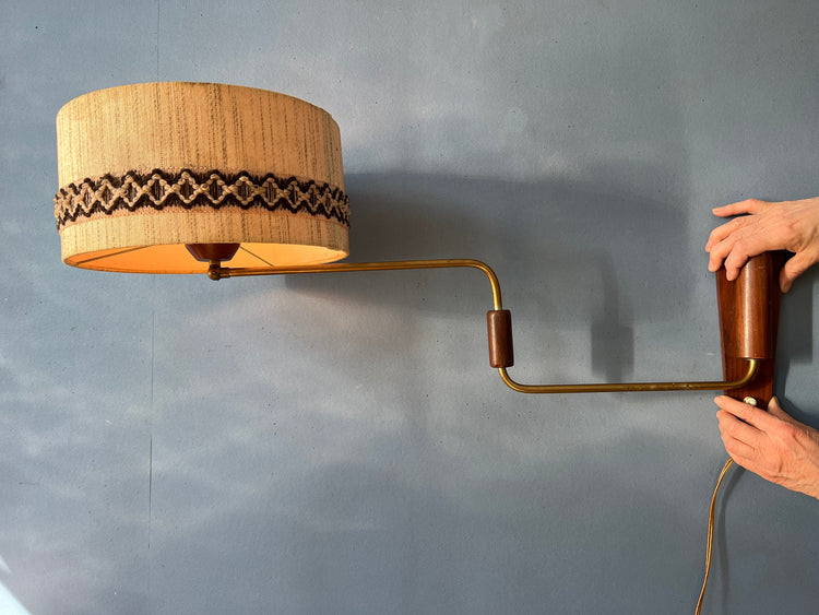 Mid Century Wall Lamp - Swing Arm Wall Light - Danish Teak Sconce