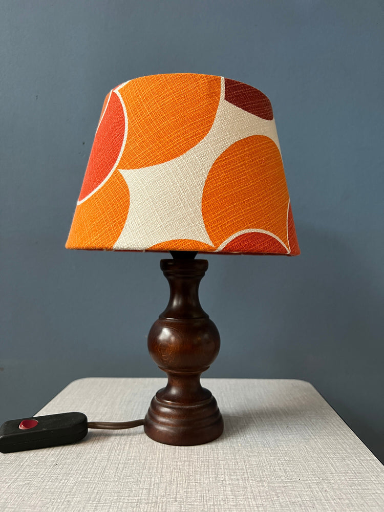 Vintage Space Age Table Lamp with Orange Textile Shade