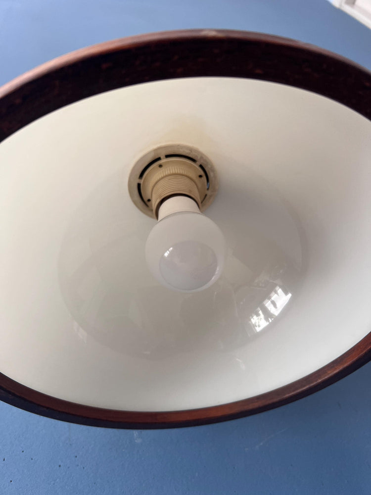 Mid Century Brown Wooden Steinhauer Floor Lamp with Acrylic Glass Shade