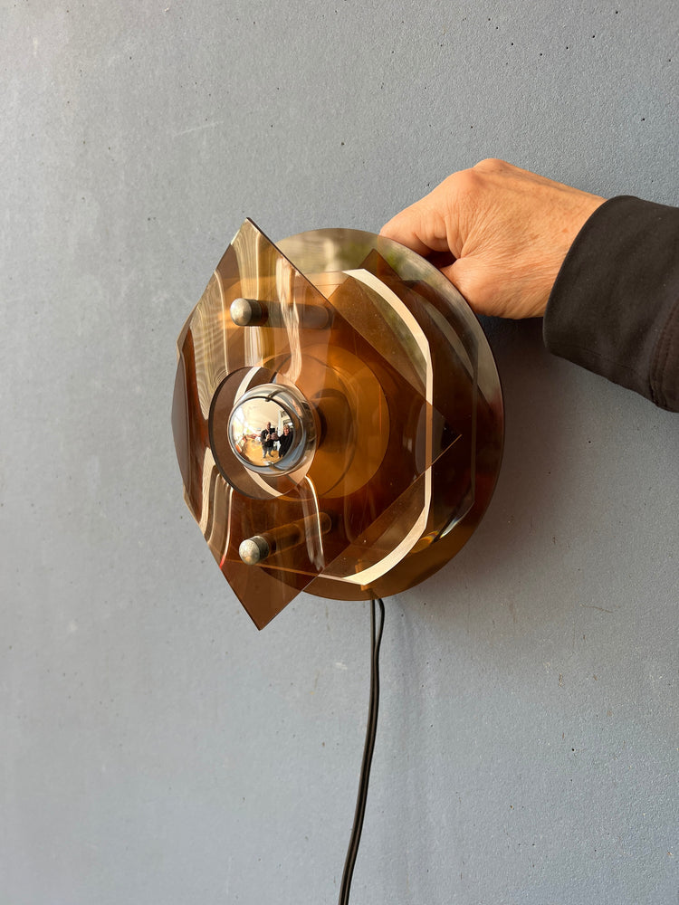 Herda Space Age Rounded Plexiglass Wall Sconce - Perspex Wall Lamp