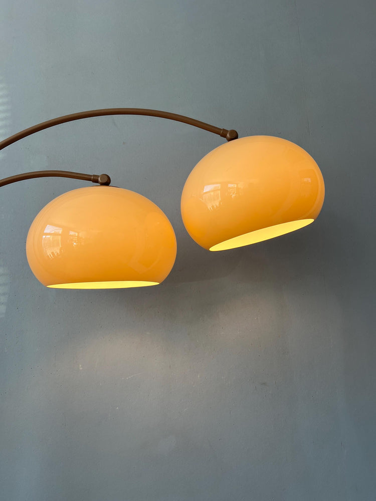 Vintage Brown Dijkstra Double Arc Mushroom Floor Lamp
