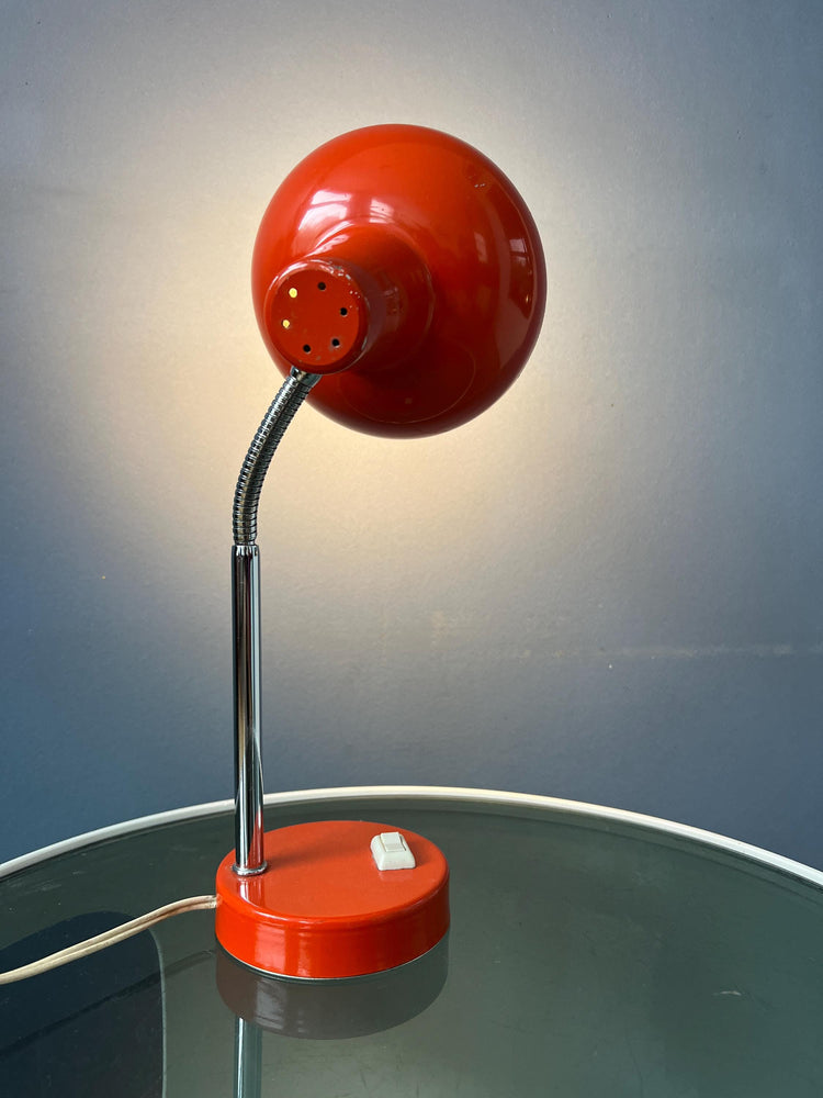 Small Mid Century Red Adjustable Desk Lamp