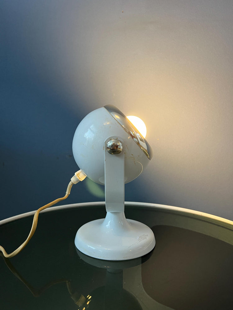 Mid Century Small White Space Age Eyeball Table Lamp