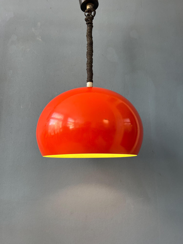 Big Vintage Red Metal Space Age Pendant Lamp