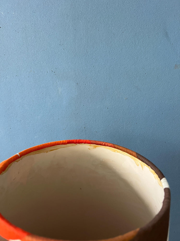 Orange Ceramic West Germany Floor Lamp with Dotted Shade