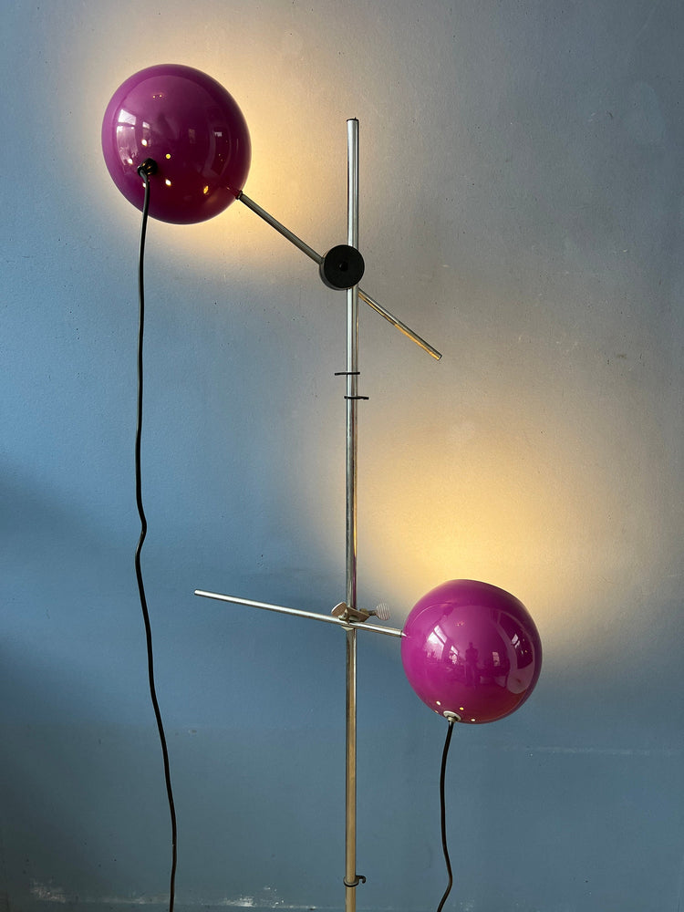 Purple Mid Century Swivel Arm Eyeball Floor Lamp