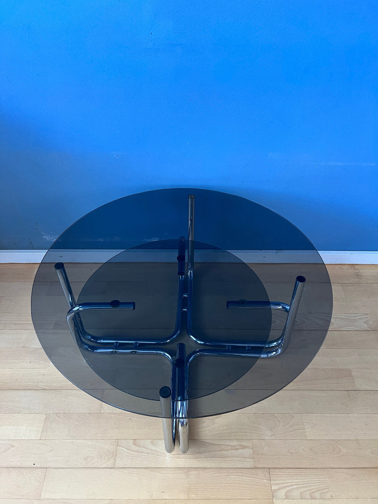 Smoked Glass Chrome Space Age Coffee Table