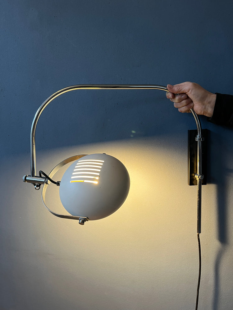 Vintage White Herda Space Age Arc Wall Lamp