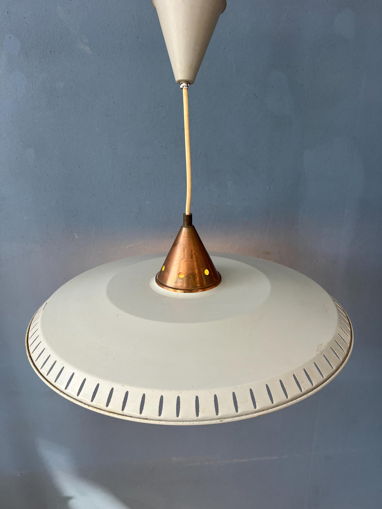Vintage Louis Kalff Enamel Opaline Glass Pendant Lamp