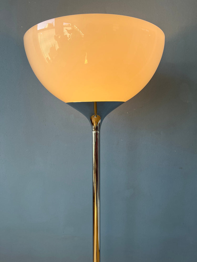 Mid Century Guzzini Space Age Floor Lamp with White Acrylic Shade