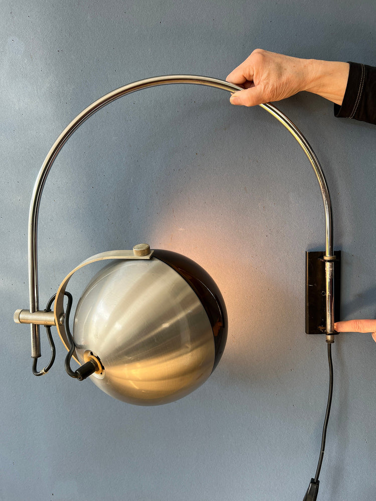 Vintage 70s Space Age Arc Wall Lamp 'Globe' by Dijkstra