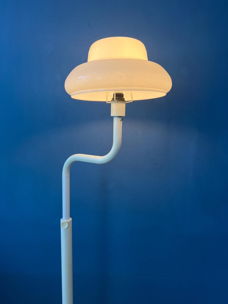 Mid Century Mushroom Floor Lamp with White Plexiglass Shade