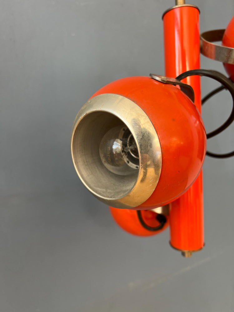Vintage Red Space Age Pendant Lamp with Three Eyeball Shades