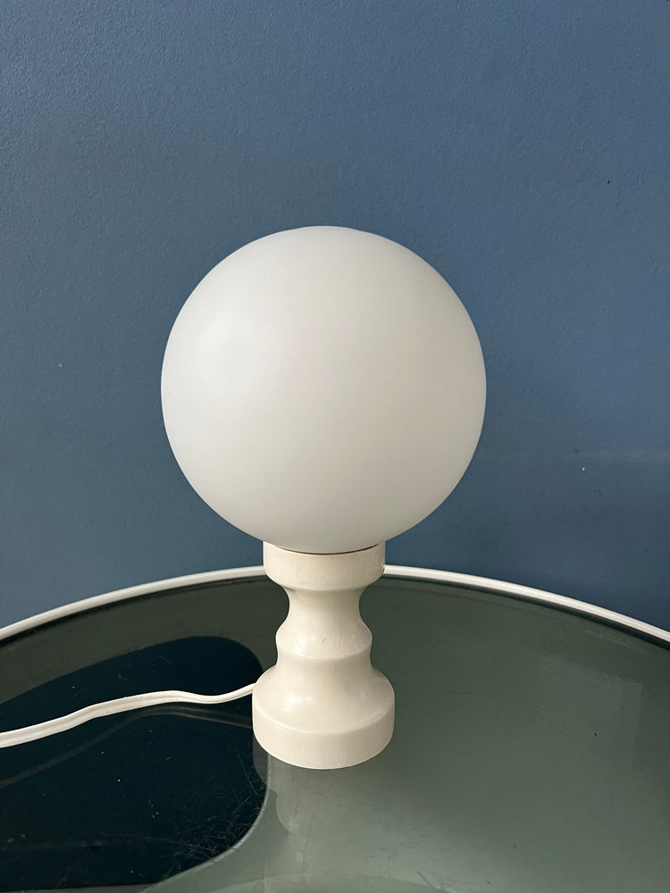 White Space Age Opaline Glass Table Lamp