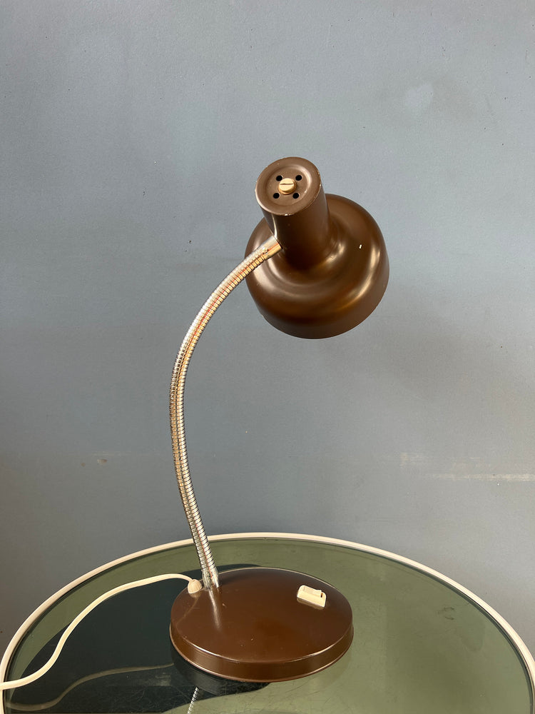 Vintage Flexible Arm Brown Space Age Table Lamp