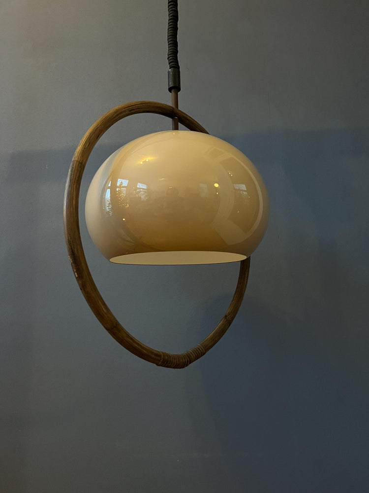 Mid Century Bamboo Dijkstra Space Age Mushroom Pendant Lamp