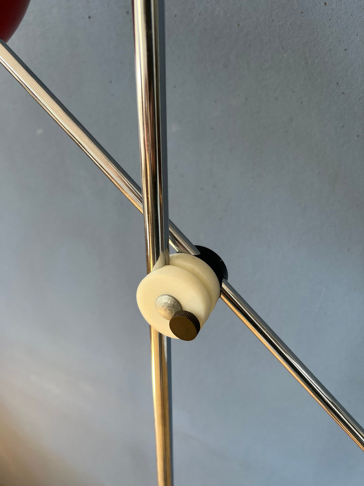 Vintage Red Floor Lamp - Eyeball - Space Age - Mid Century Standing Light
