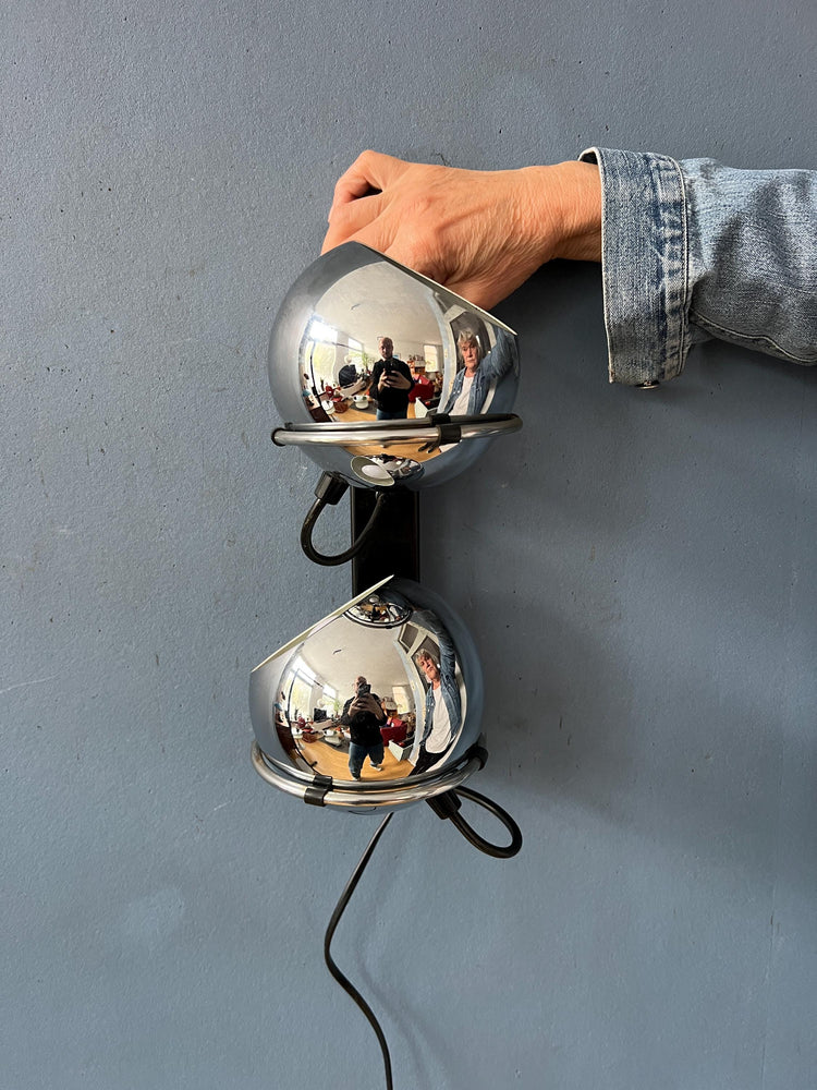 Vintage Chrome GEPO Eyeball Wall Sconce