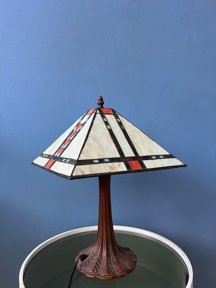 Colourful Tiffany Stained Glass Table Lamp Art Deco Style