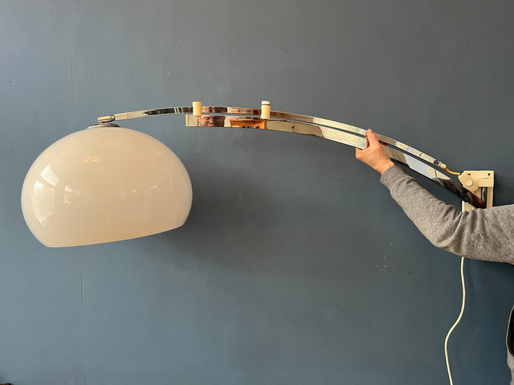 Mid Century Sölken Leuchten Arc Wall Lamp with Mushroom Shade