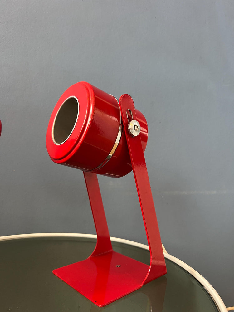 Set (2) of Vintage Red Space Age Desk Lamps