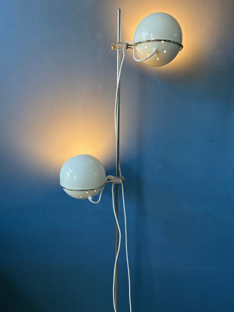 Mid Century GEPO Eyeball Floor Lamp - Beige Space Age 70s Standing Light