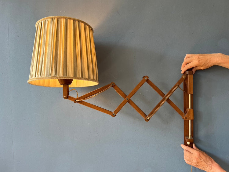 Teak Wood Scissor Wall Light