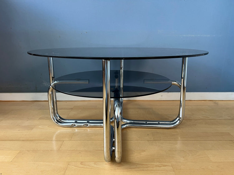 Smoked Glass Chrome Space Age Coffee Table