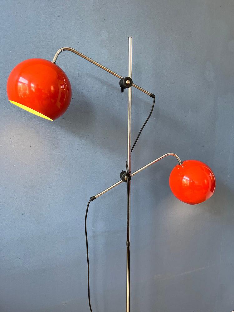 Vintage Red Floor Lamp - Eyeball - Space Age - Mid Century Standing Light