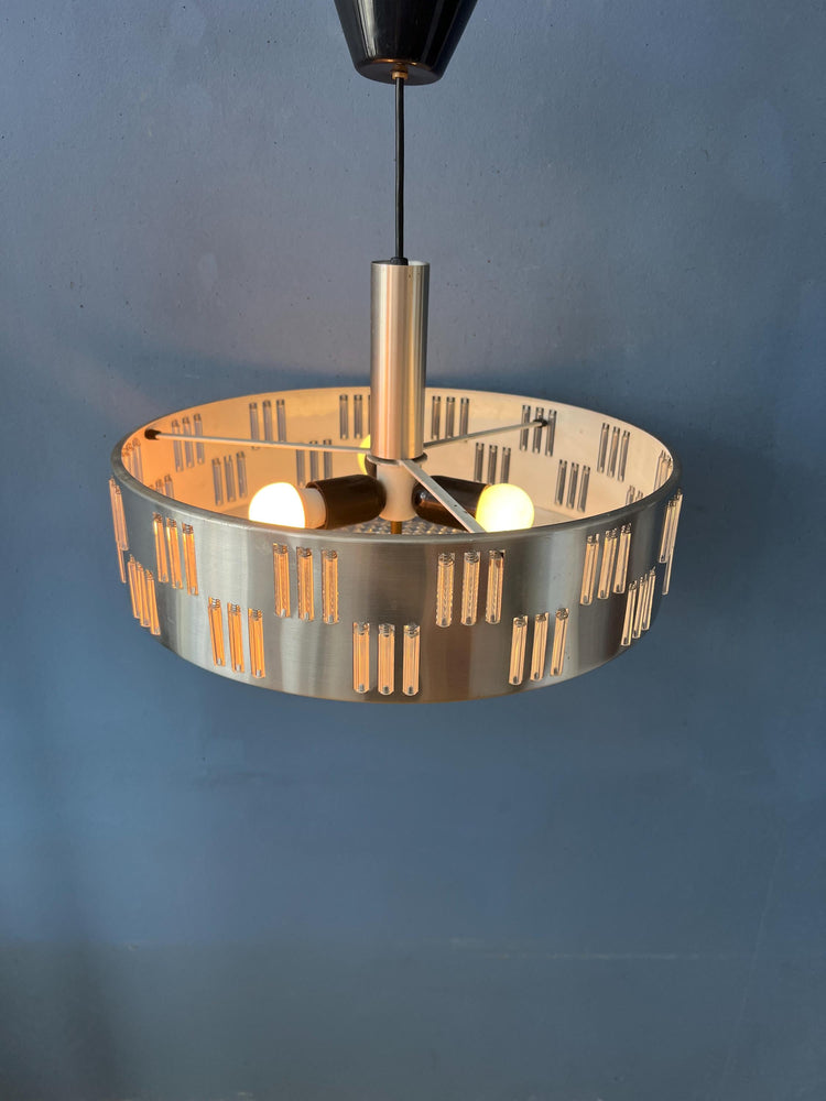 Mid Century UFO Pendant Lamp With Crystal Glass