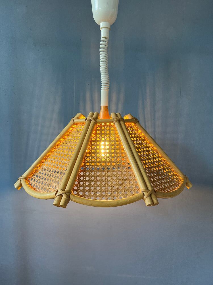 Rotan Pendant Lamp - Rattan Boho Light Fixture - Bamboo Vintage Lamp