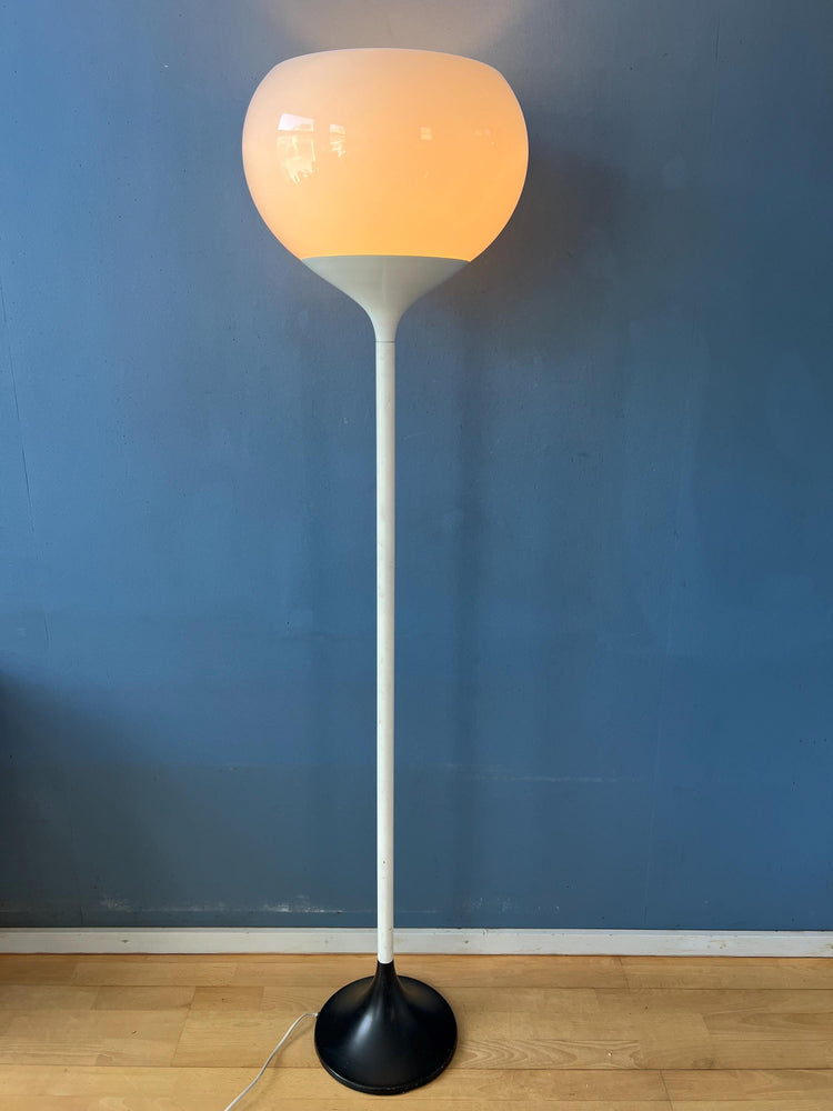 White Vintage Mid Century Guzzini Style Space Age Floor Lamp