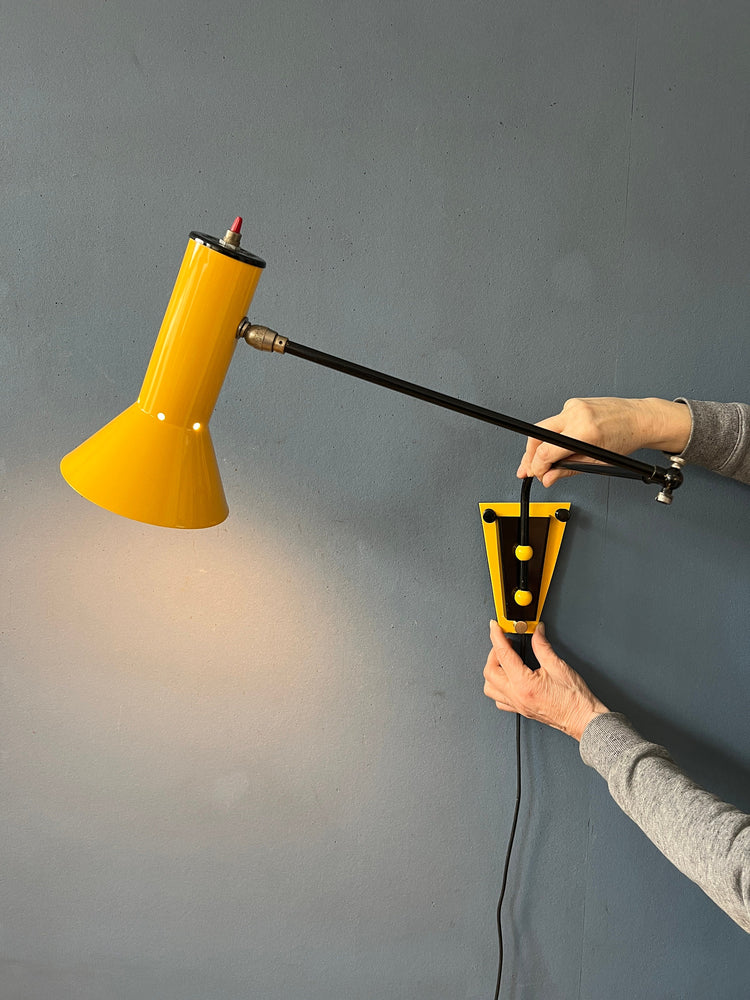 Unique Yellow 80s Swing Arm Wall Lamp