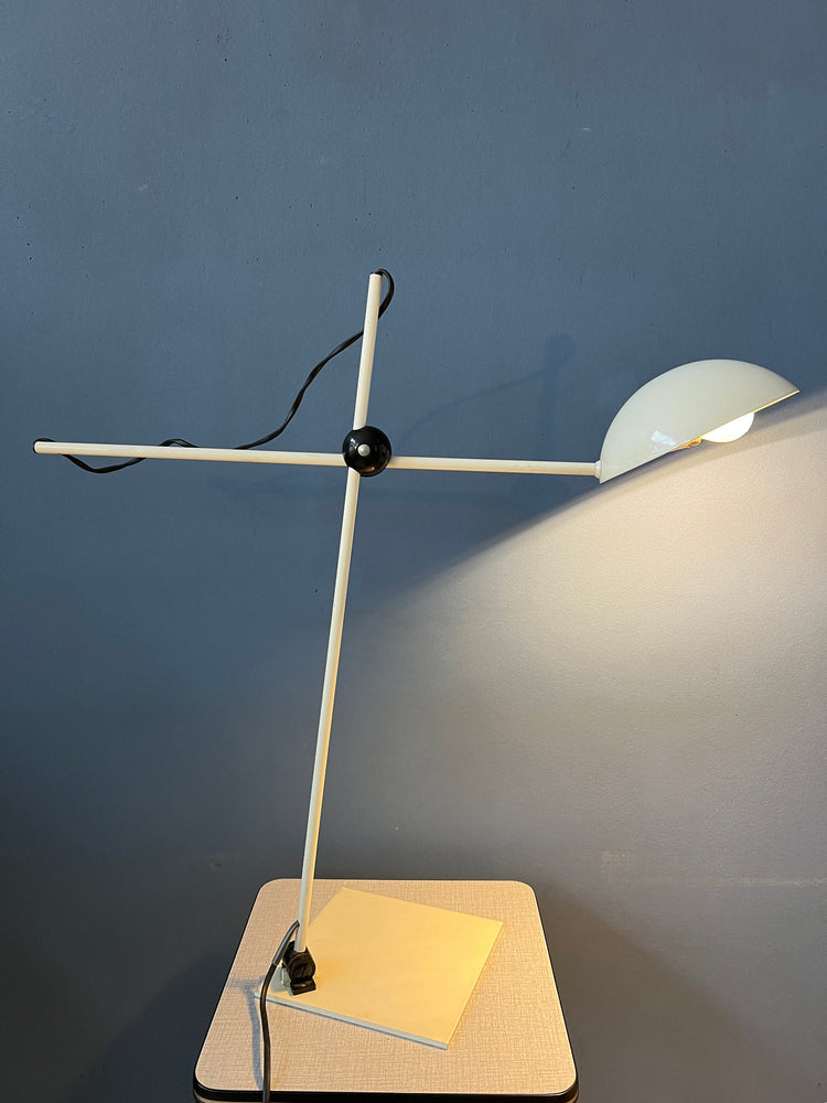 Adjustable White Mid Century Desk Lamp