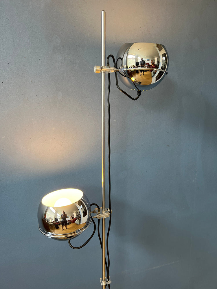 Chrome Eyeball Floor Lamp - GEPO Space Age Standing Light - Mid Century Lamp