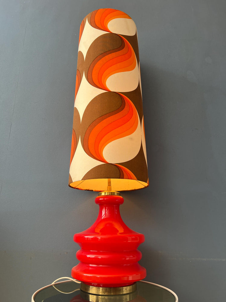 Orange Glass West Germany Floor Lamp with Space Age Fabric Shade