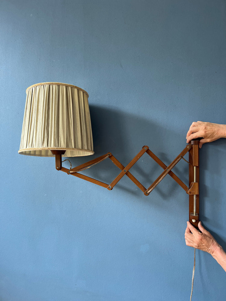 Teak Wood Scissor Wall Light