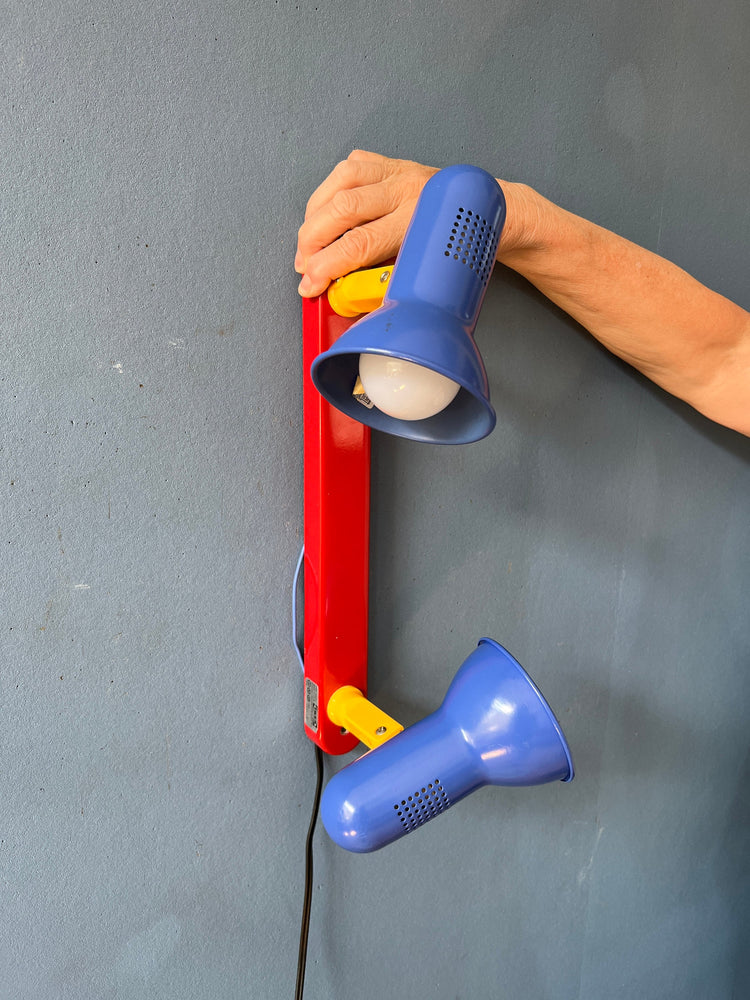 Space Age Ikea Memphis Style Wall Lamp - Blue, Red, Yellow Sconce