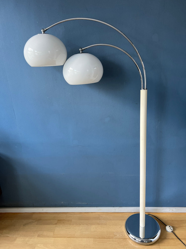 White Dijkstra Double Arc Space Age Mushroom Floor Lamp