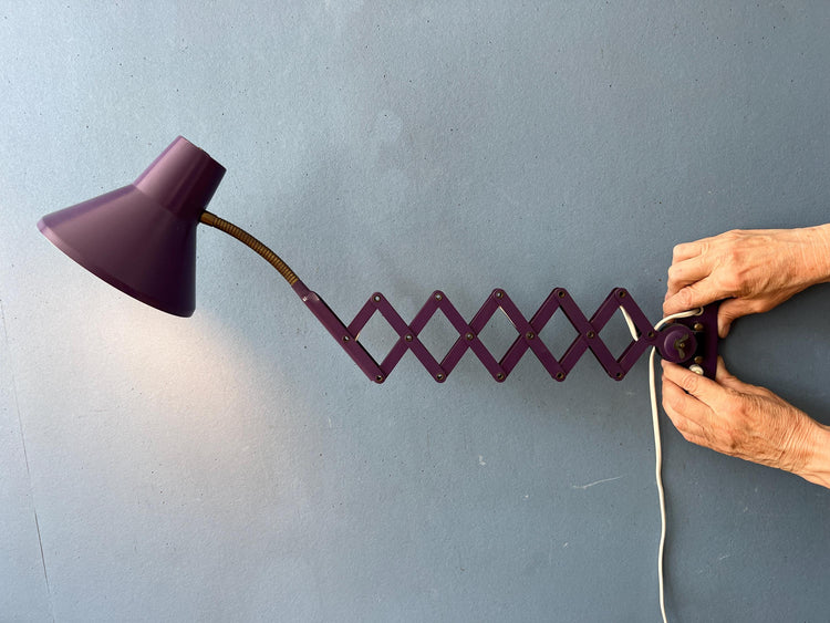 Purple Vintage Space Age Scissor Wall Lamp