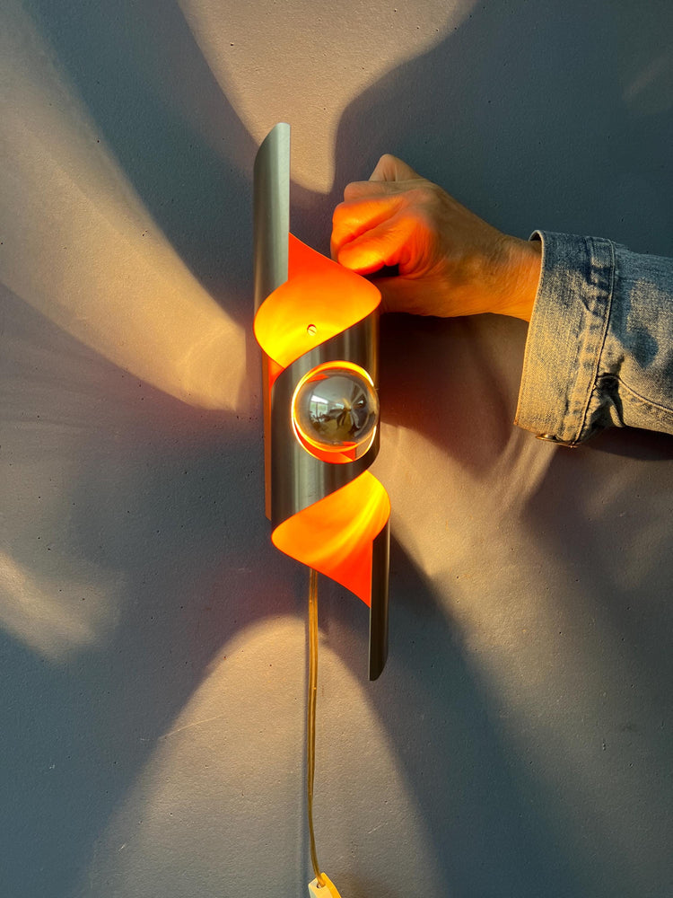 Vintage 'Twisted' Polam Space Age Wokkel Wall Lamp