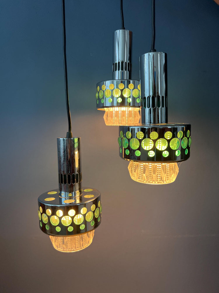 Green Vintage Space Age Massive Cascade Pendant Lamp