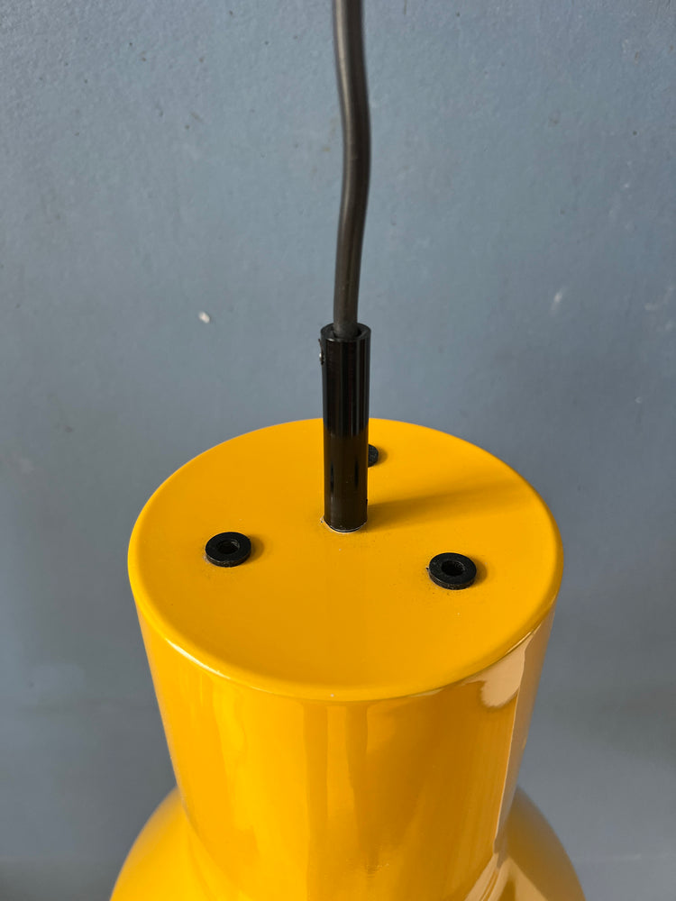 Yellow Metal Industrial Shaped Space Age Pendant Light