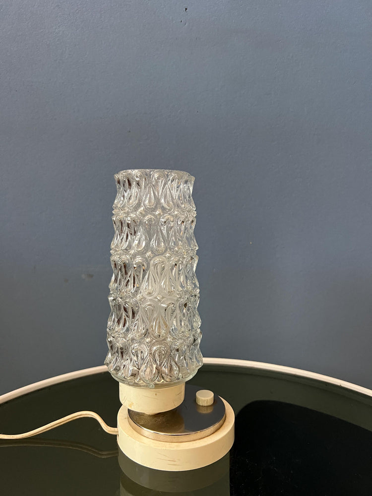Set (2) of Mid Century Clear Crystal Glass Bedside Table Lamps