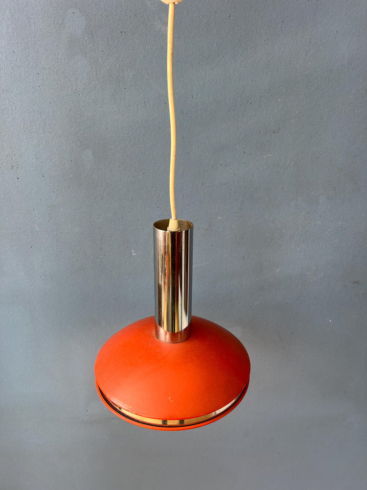 Small Red and Chrome Space Age Pendant Lamp